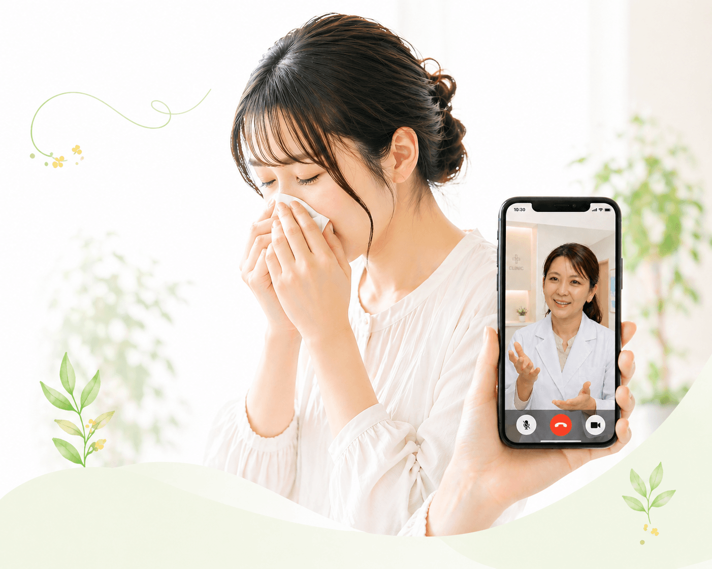 自宅でオンライン診療を受ける患者