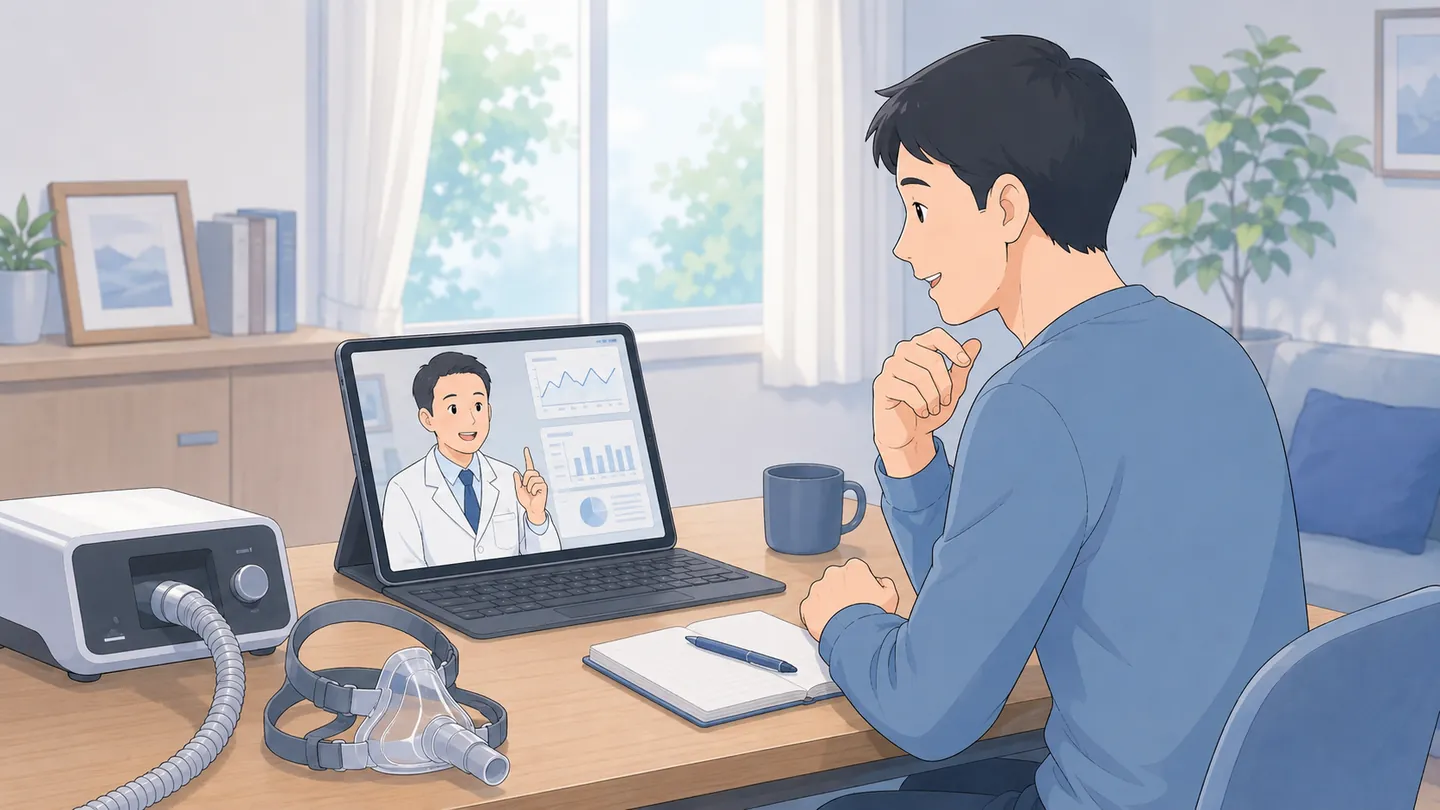 自宅からタブレットでオンライン診療を受ける様子
