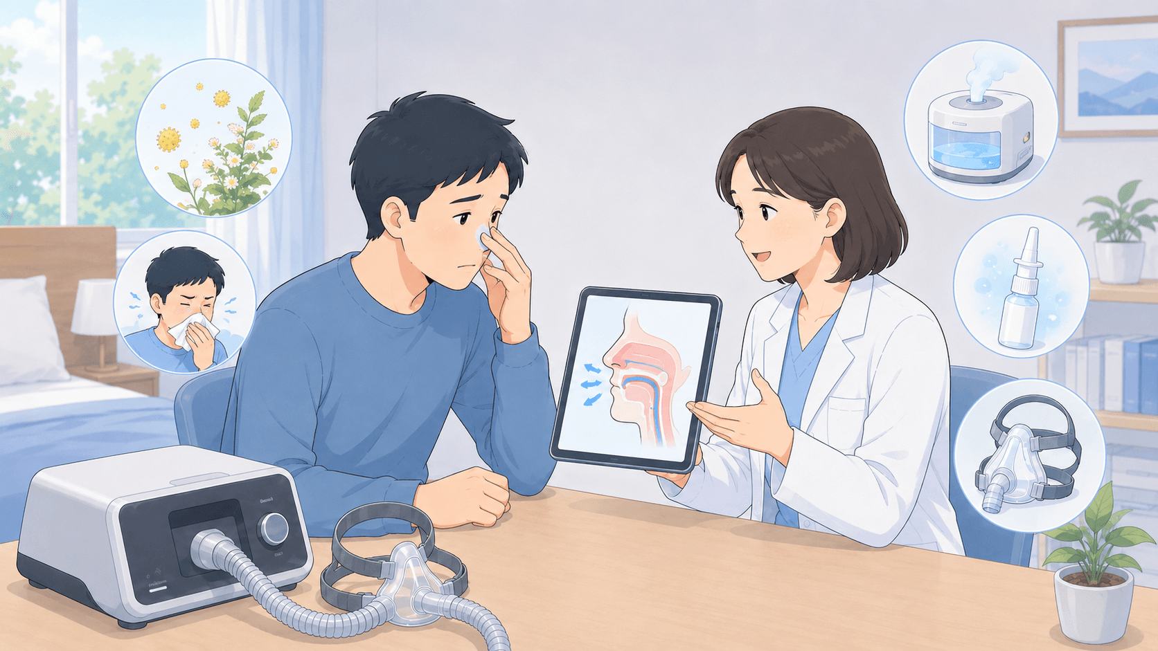 鼻づまりがあるとCPAPは続けにくい?アレルギー性鼻炎との関係